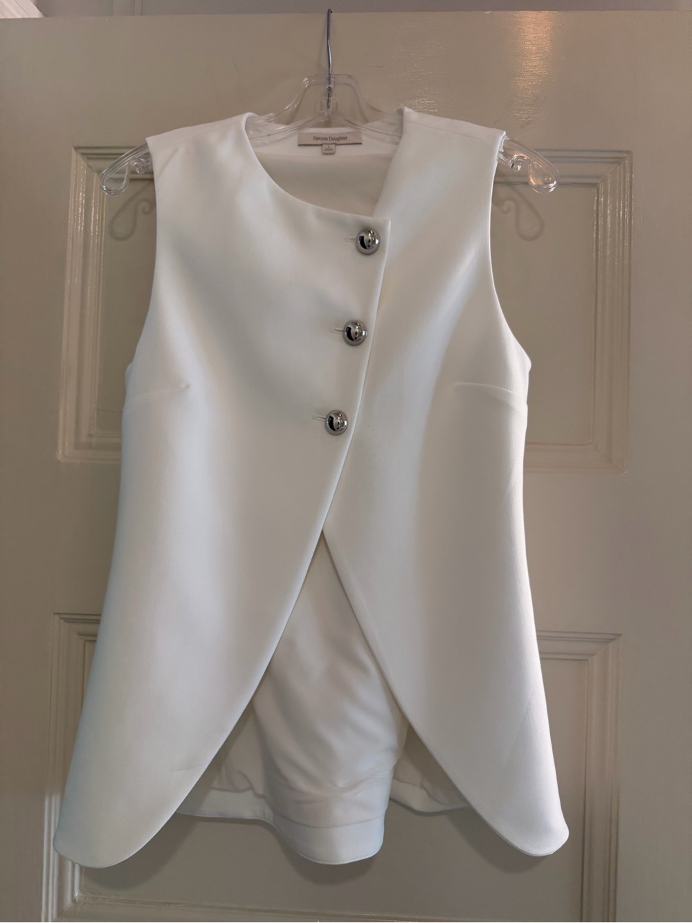 Favorite Daughter “The Rachel” Asymmetric Vest - Pearl White - Size Small